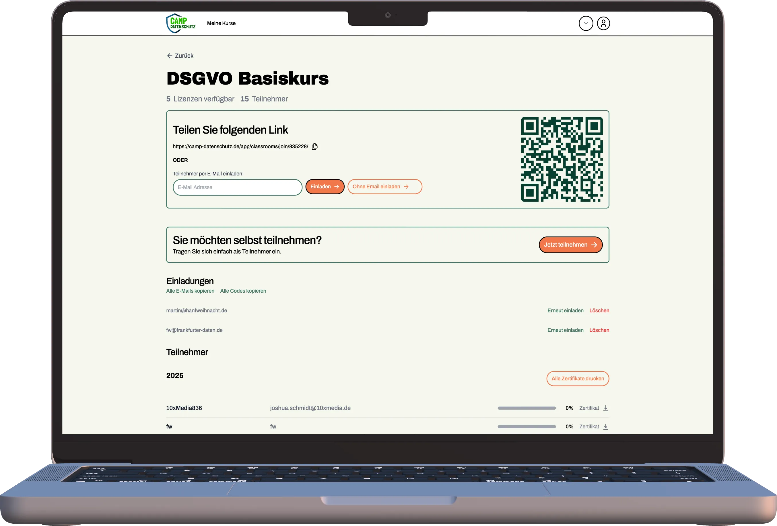 Camp Datenschutz dashboard